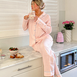 Pink Gingham Long PJ Top