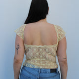 Yellow Lace Sleeve Top